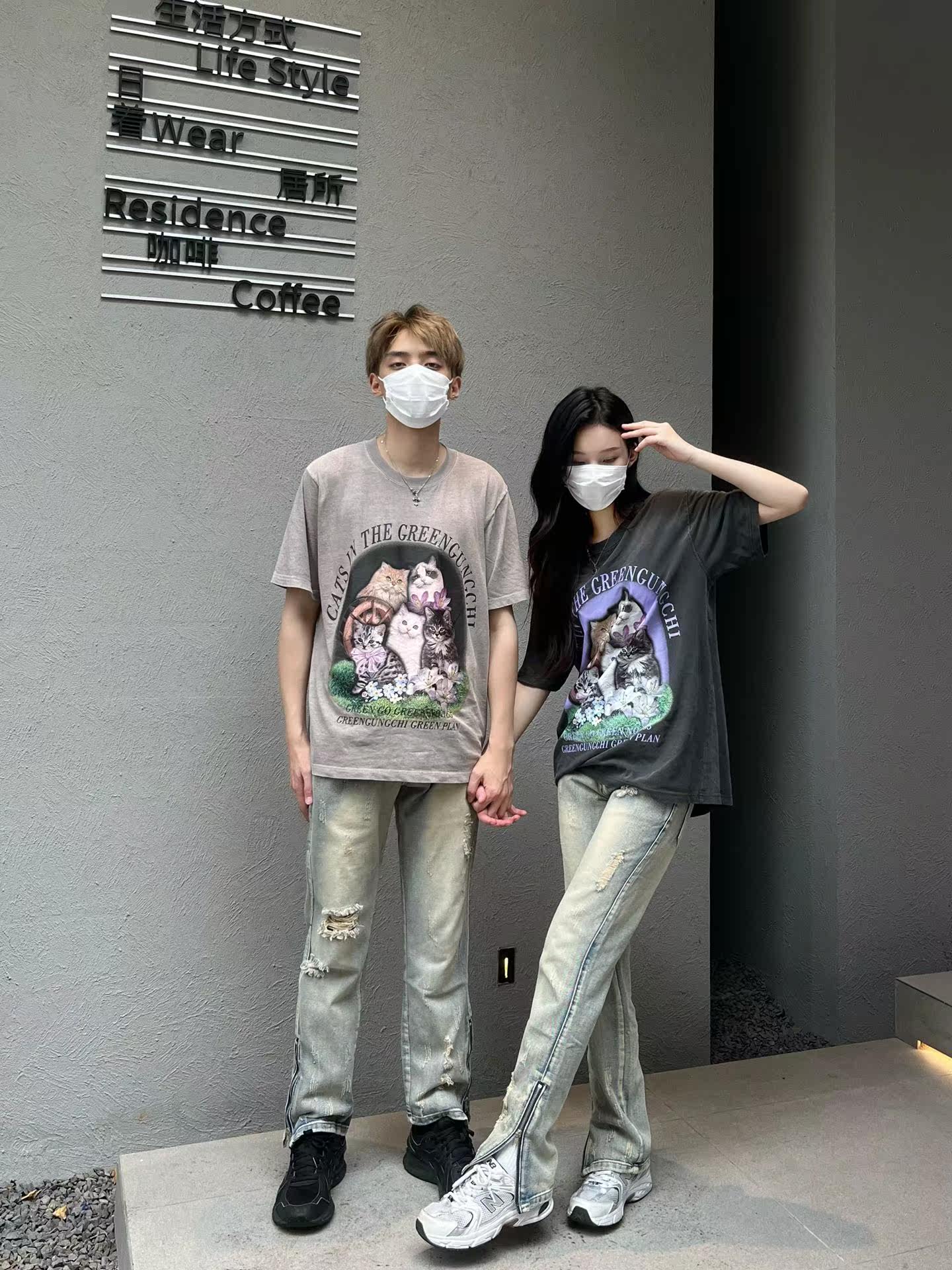 FOG americano high street vintage cremallera fenda rasgado jeans hombre slim pies pequeños unisex pareja pantalones largos Application Scenario